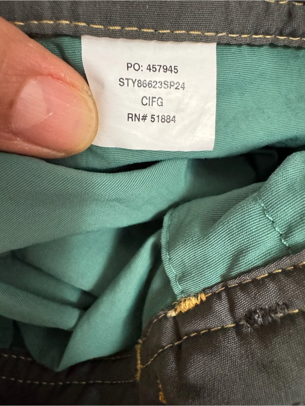Patagonia Green Swim Board Shorts with Mustard Waistband and Blue Side Stripe